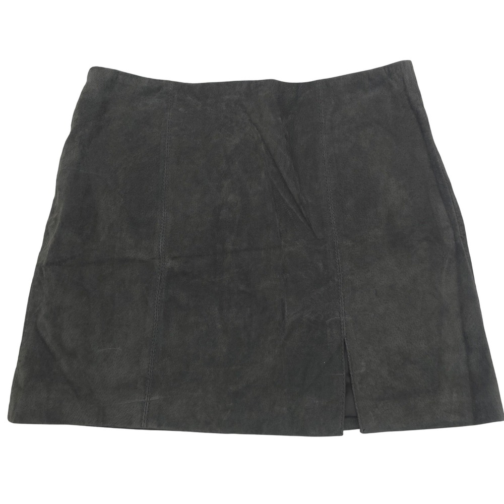 BLANKNYC Gray Suede Leather Mini Skirt Size 30 (10) Charcoal Grey Lined Slit